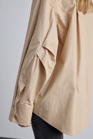 Pleated Oversized Shirt Camel