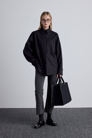 Pleated Oversized Shirt Black