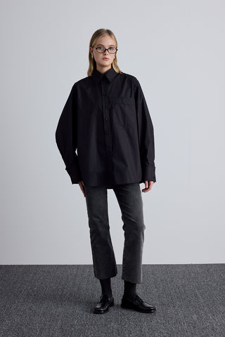 Pleated Oversized Shirt Black