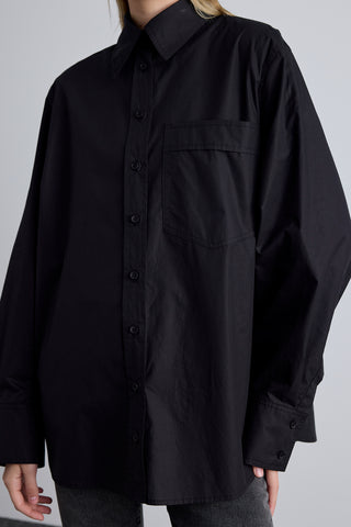 Pleated Oversized Shirt Black