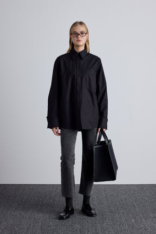 Pleated Oversized Shirt Black