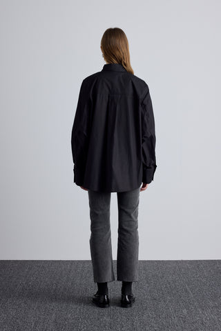 Pleated Oversized Shirt Black