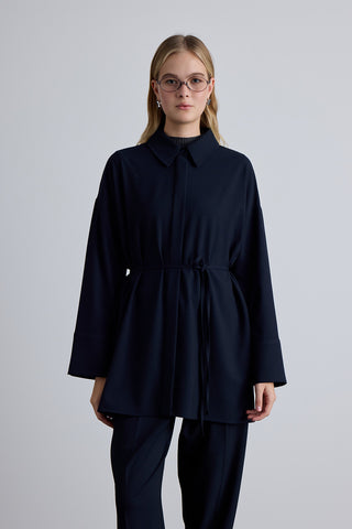 Wide Collar Tunic Navy Blue