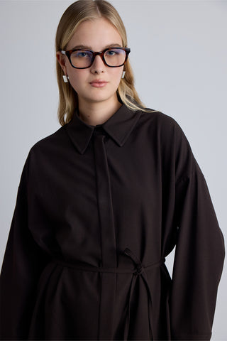 Wide Collar Tunic Dark Brown