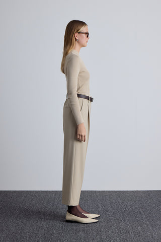 Classic Pleated Pants Beige