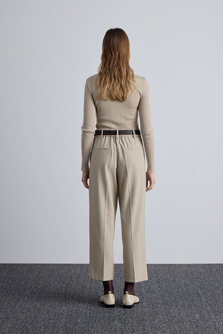 Classic Pleated Pants Beige