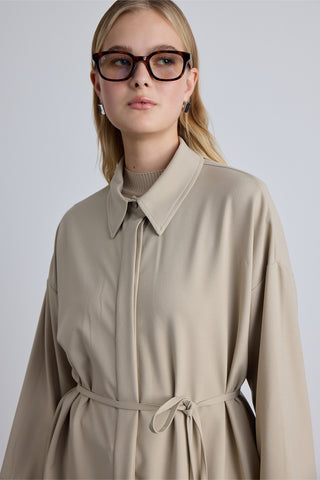 Wide Collar Tunic Beige