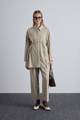 Wide Collar Tunic Beige