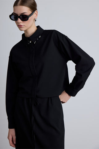 Draped Crop Shirt Black