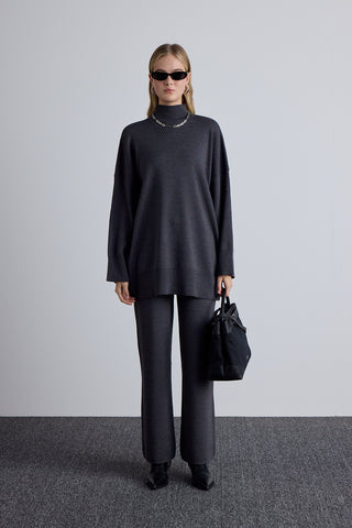 Oversized High Neck Sweater Anthracite