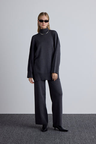 Oversized High Neck Sweater Anthracite