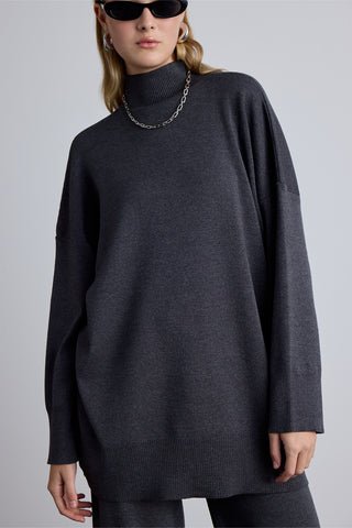 Oversized High Neck Sweater Anthracite