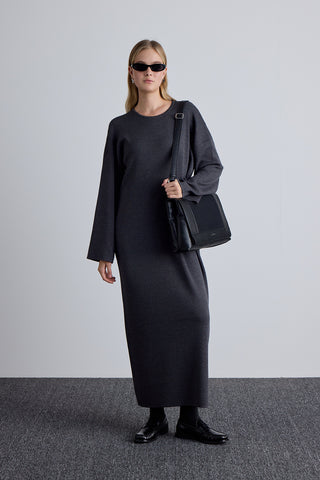 Tie Knit Dress Anthracite