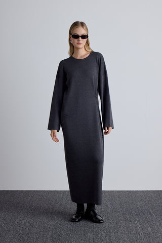 Tie Knit Dress Anthracite