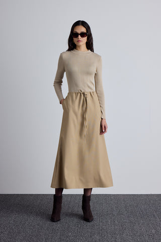 Adjustable Waist Skirt Camel