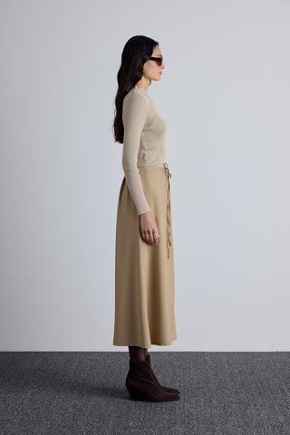 Adjustable Waist Skirt Camel