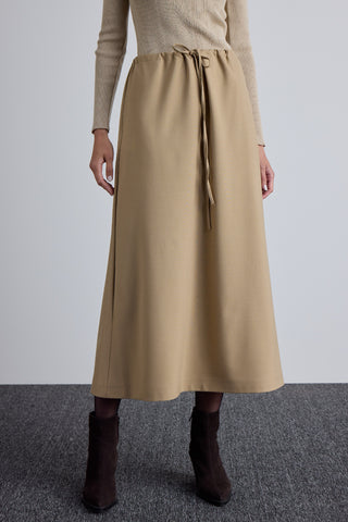 Adjustable Waist Skirt Camel