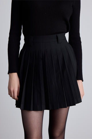 Short Pleated Skirt Black