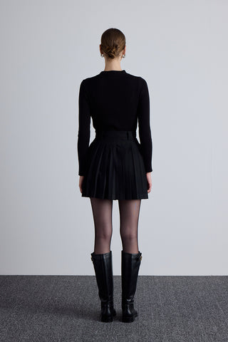 Short Pleated Skirt Black