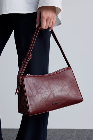 Prism Shaped Faux Leather Bag Burgundy