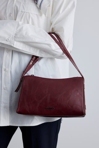 Prism Shaped Faux Leather Bag Burgundy