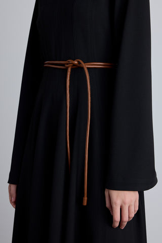 Faux Leather Cord Tie Belt Camel