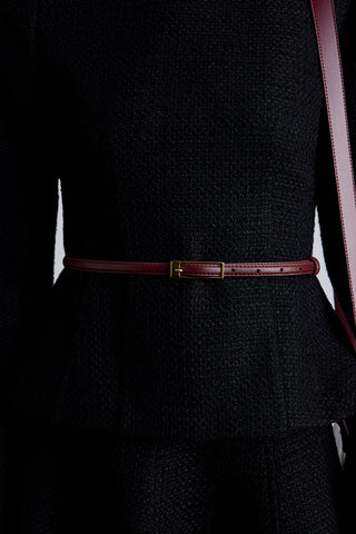 Thin Rectangular Buckle Belt Burgundy