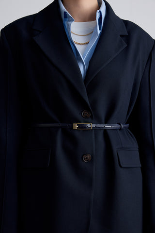 İnce Dikdörtgen Tokalı Kemer Lacivert