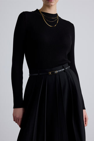 Thin Rectangular Buckle Belt Black