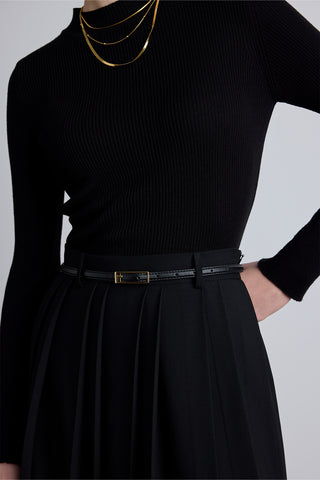 Thin Rectangular Buckle Belt Black