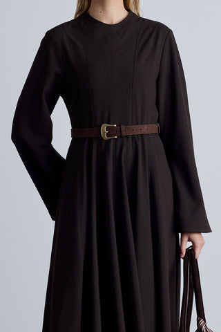 Suede Faux Leather Buckle Belt Brown