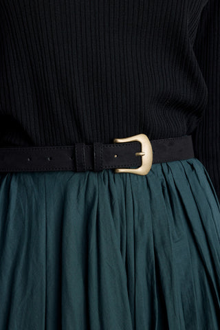 Suede Faux Leather Buckle Belt Black