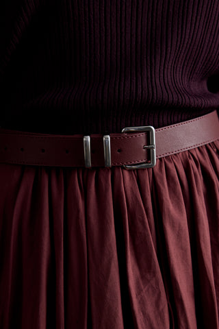 Basic Square Buckle Faux Leather Belt Burgundy