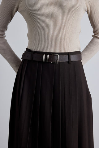 Basic Square Buckle Faux Leather Belt Brown