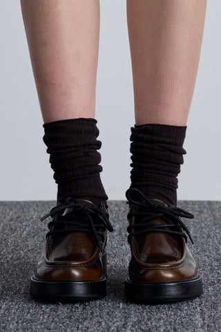 Ribbed Long Socks Dark Brown