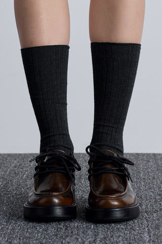 Ribbed Long Socks Anthracite