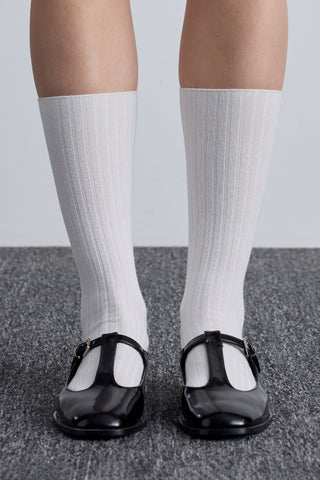 Ribbed Long Socks Ecru