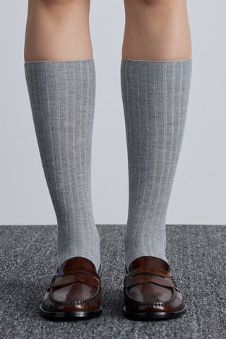 Ribbed Long Socks Grey