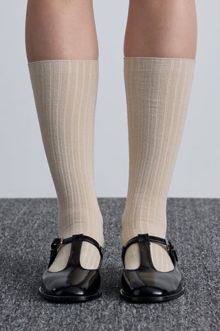 Ribbed Long Socks Beige