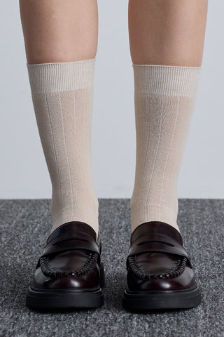 Classic Ribbed Socks Beige