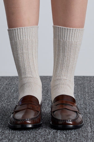 Thick Ribbed Socks Beige