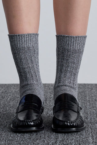 Thick Ribbed Socks Grey