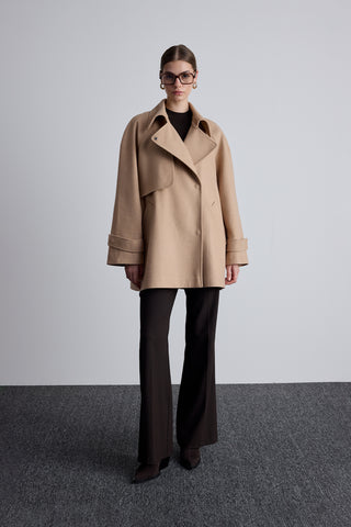 Mari Double Breasted Trench Coat Camel