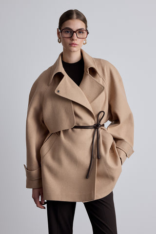 Mari Double Breasted Trench Coat Camel