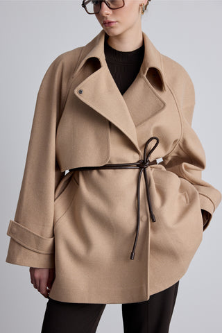 Mari Double Breasted Trench Coat Camel