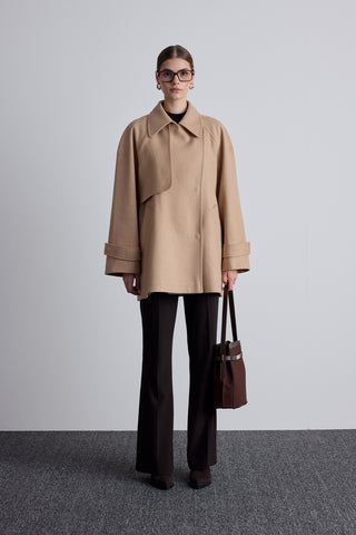 Mari Double Breasted Trench Coat Camel