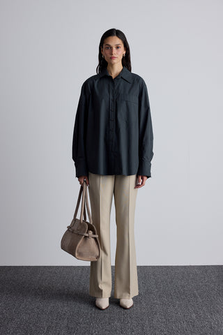 Pleated Oversized Shirt Smoke