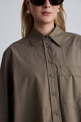 Pleated Oversized Shirt Khaki