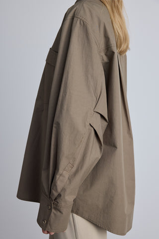 Pleated Oversized Shirt Khaki