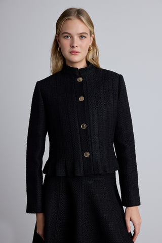 Textured Buttoned Jacket Black